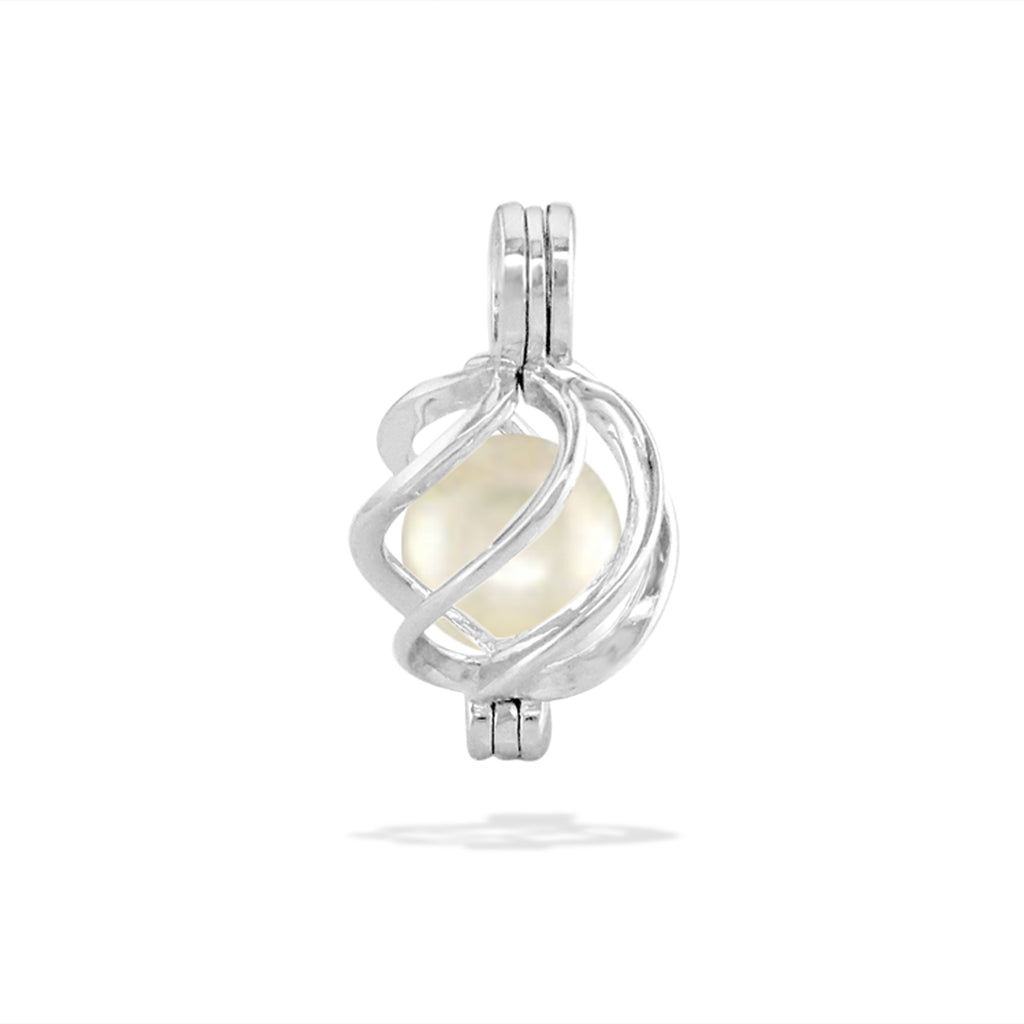 Sterling Silver Pearl Cage Pendant - Swirled Design Pearl Cage Pendant All 3 / Wave / 18 in.