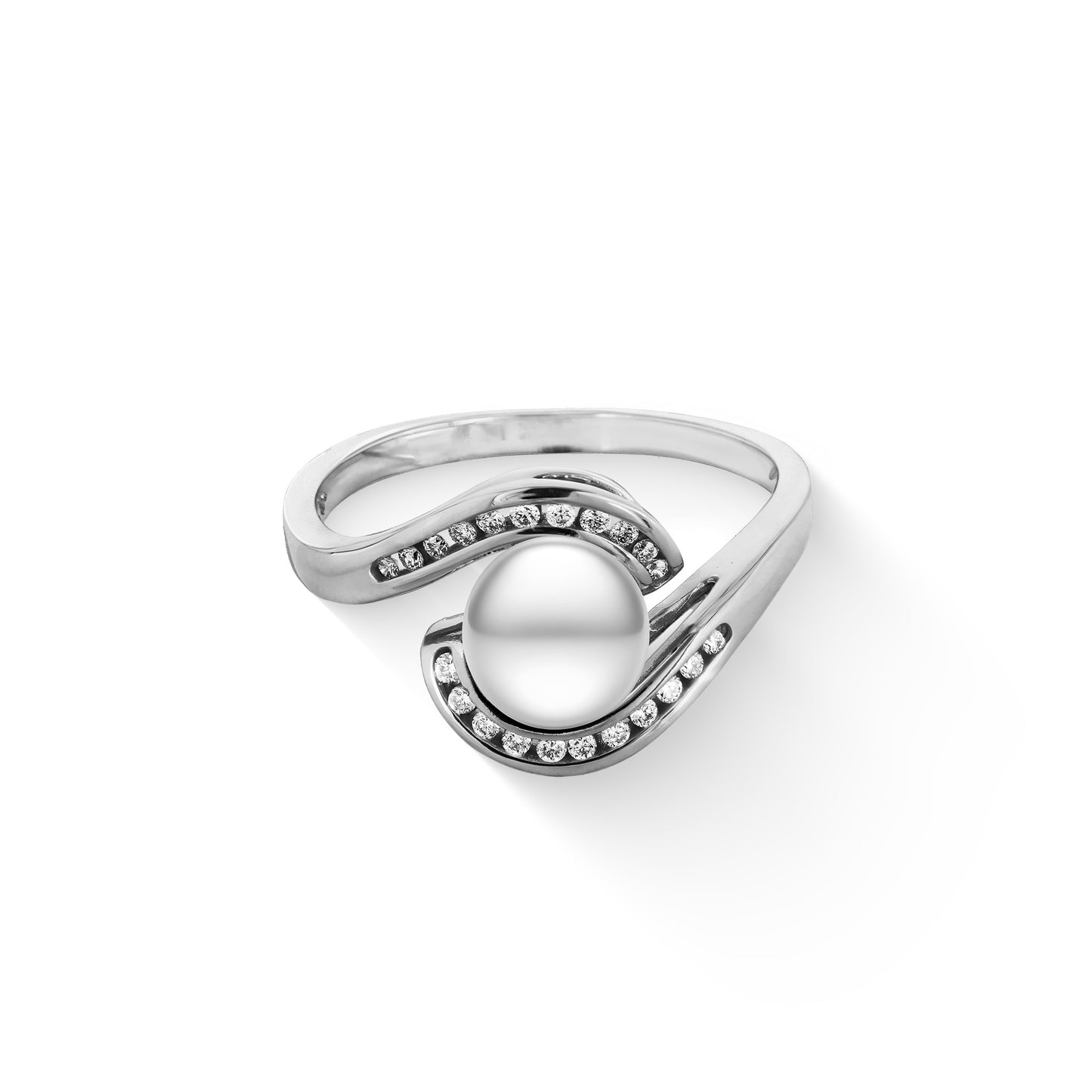 04220 - 14K White Gold - Hurricane Ring, Size 10