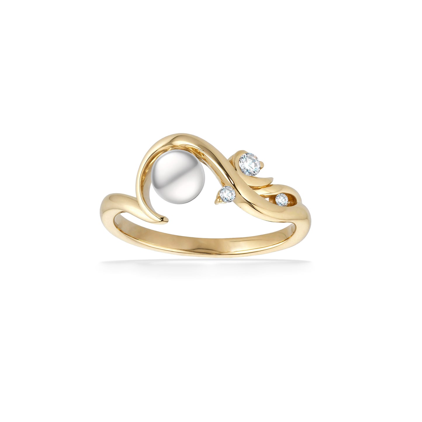 04558 - 14K Yellow Gold - Waterfall Diamond Ring, Size 8
