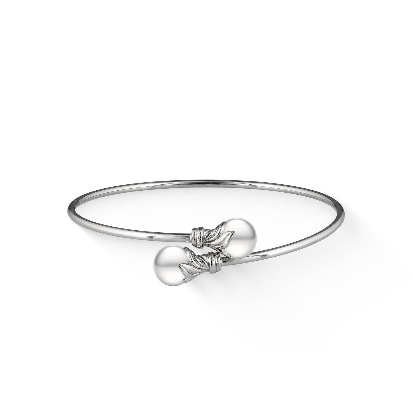 00192 - 14K White Gold - Maile Leaf Flex Bangle