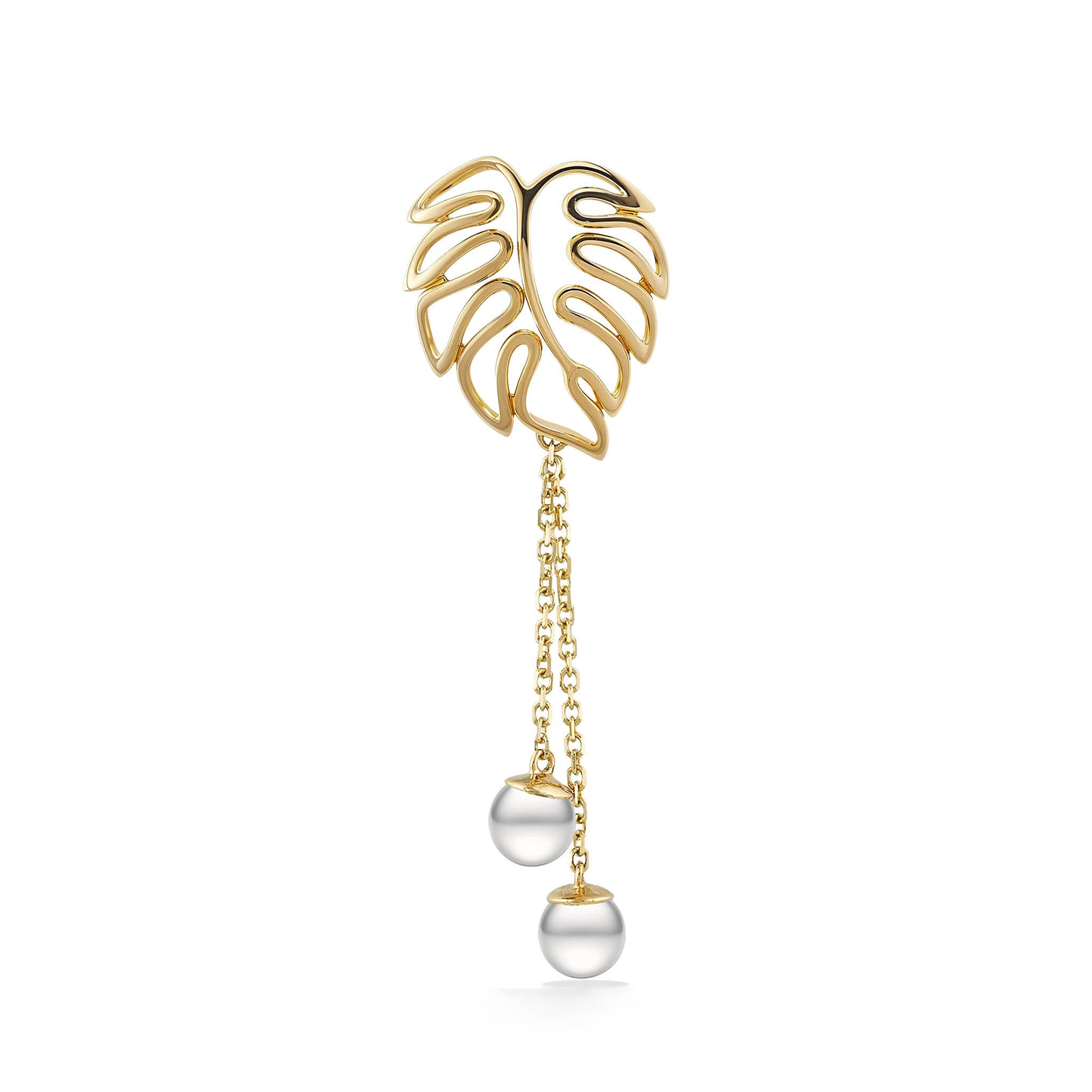 00188 - 14K Yellow Gold - Open Monstera Drop Pendant