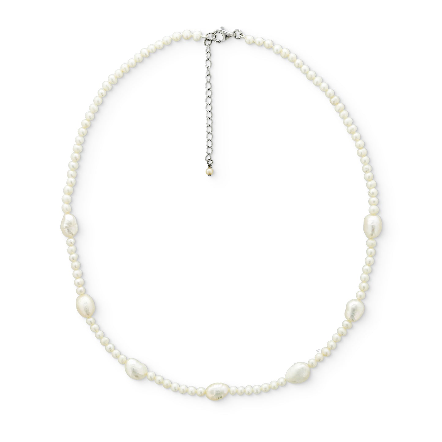 773667 - Sterling Silver - White Freshwater Baroque Pearl Necklace