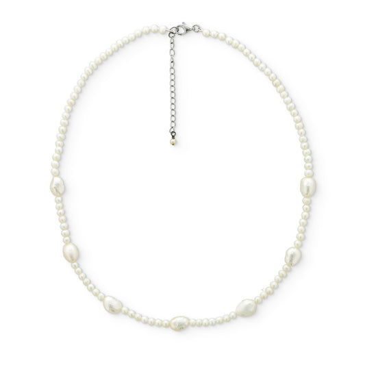 773667 - Sterling Silver - White Freshwater Baroque Pearl Necklace