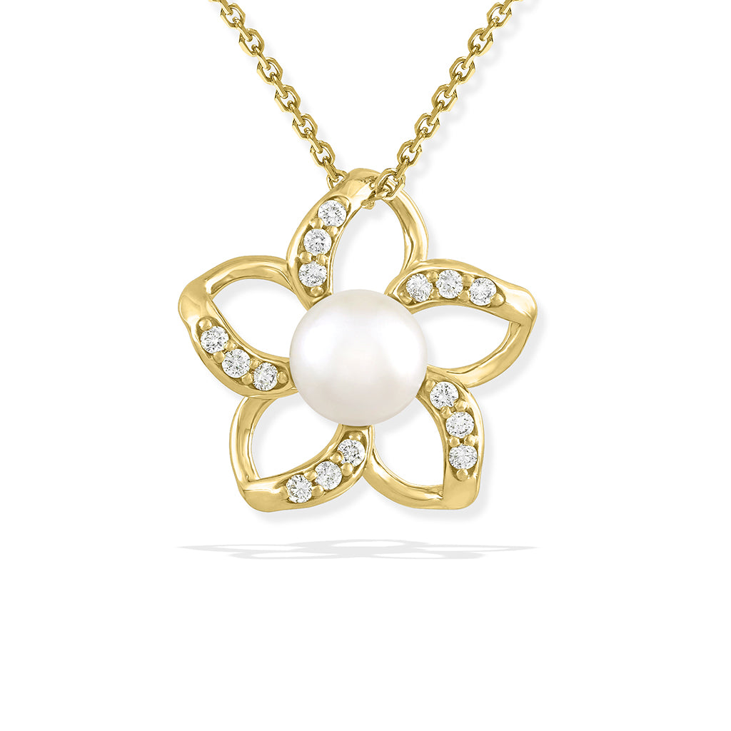 00740 - 14K Yellow Gold - Floating Plumeria Pendant