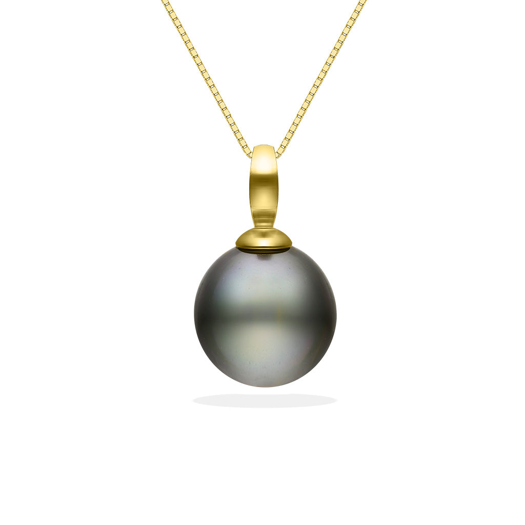 40499 - 14K Yellow Gold - Tahitian Oval Pearl Classic Pendant