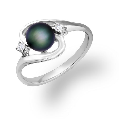 13320 - 14K White Gold - Peacock Akoya Pearl Ring