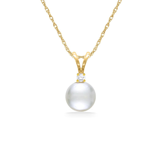 14611 - 14K Yellow Gold - White Akoya Pearl Pendant