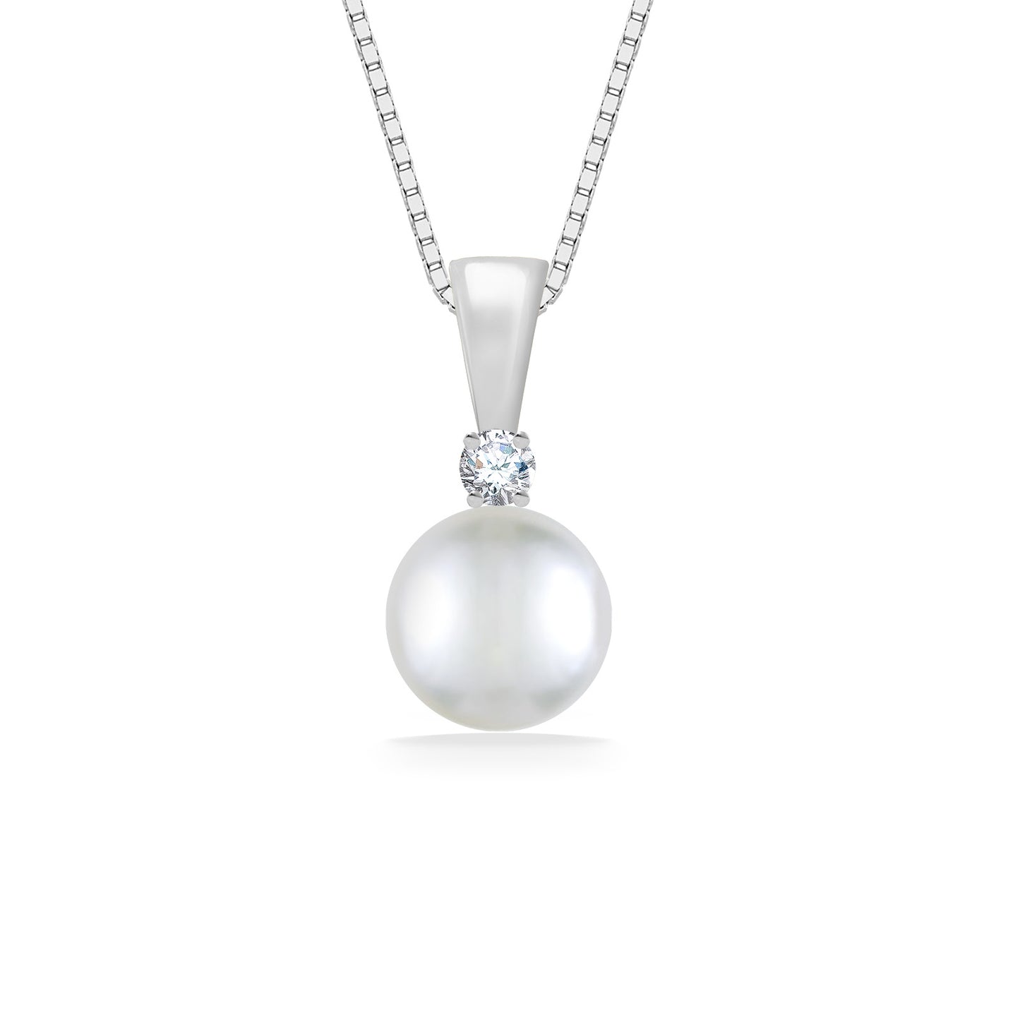 41234 - 14K White Gold - White Akoya Pearl Pendant