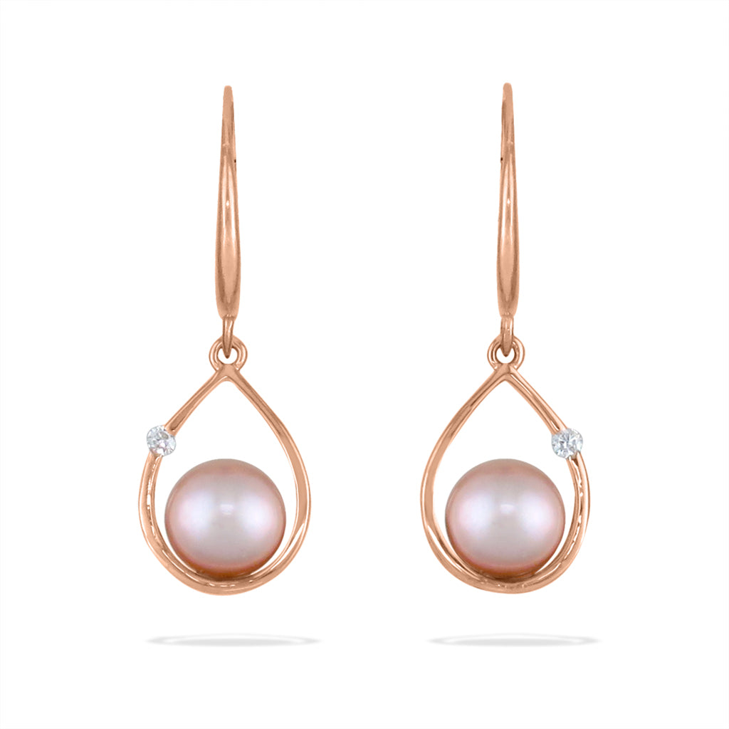 41166 - 14K Rose Gold - Raindrop Leverback Earrings