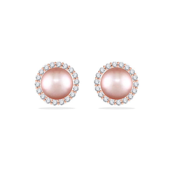 Pink Freshwater Pearl Halo Stud Earrings – Pearl Factory