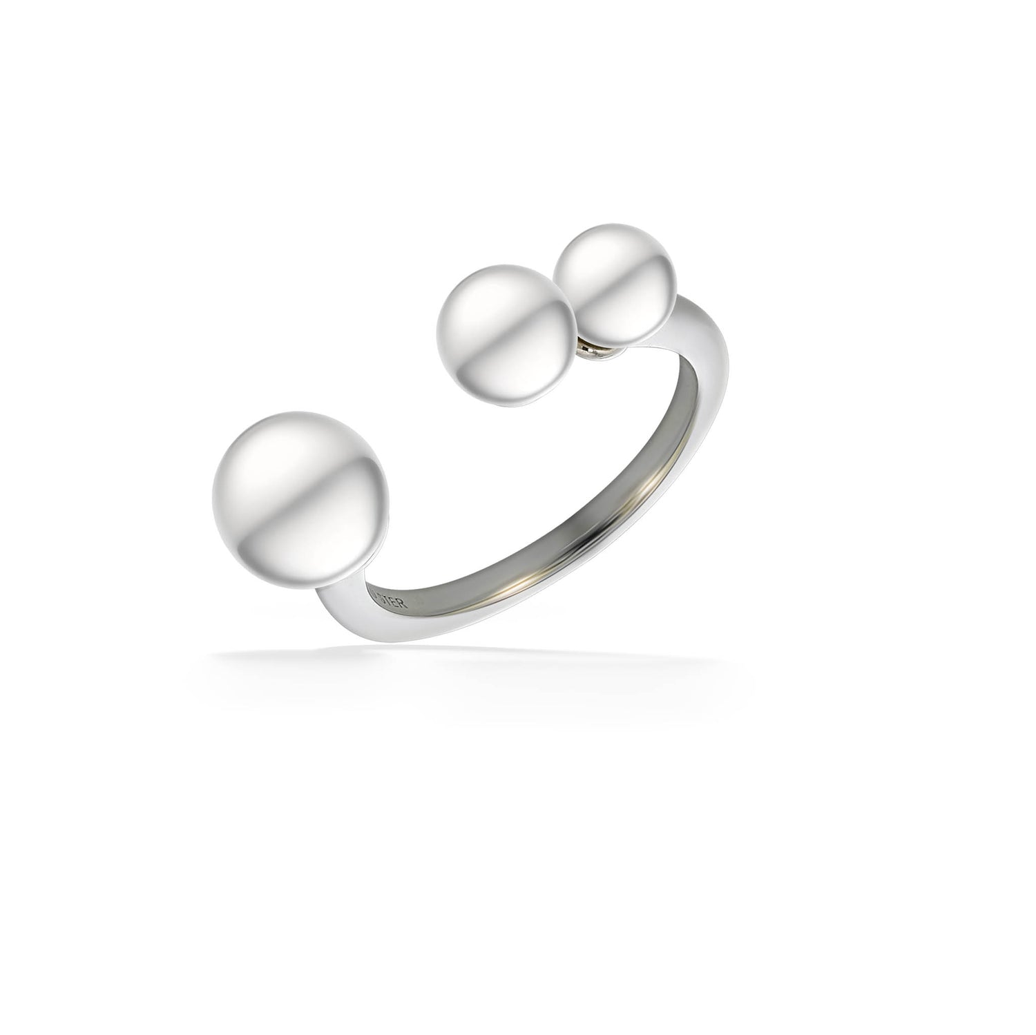 White Freshwater Three Pearl Open Ring